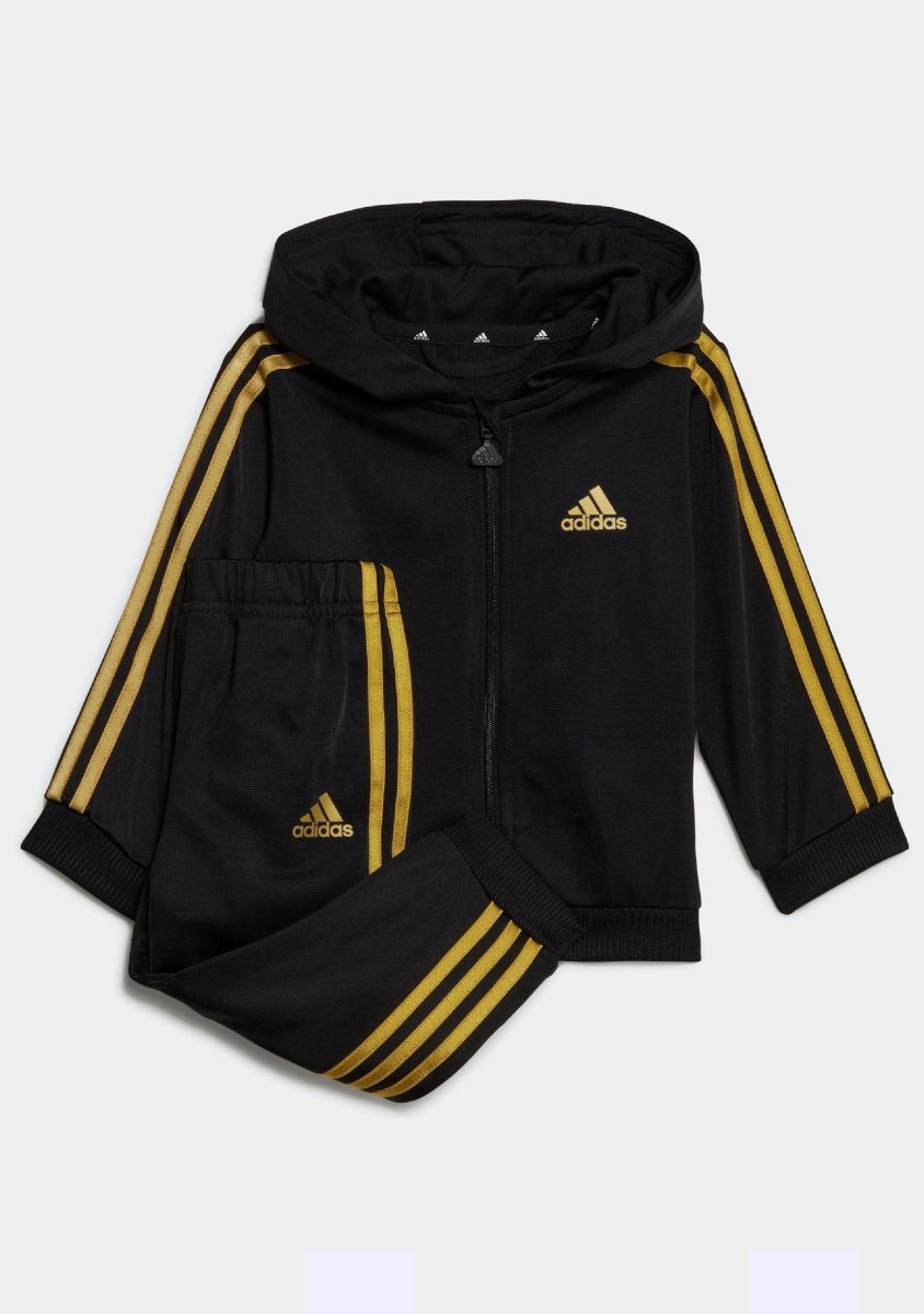 ADIDAS INFANTS ESSENTIALS SHINY HOODED TRACKSUIT BLACK/GOLD