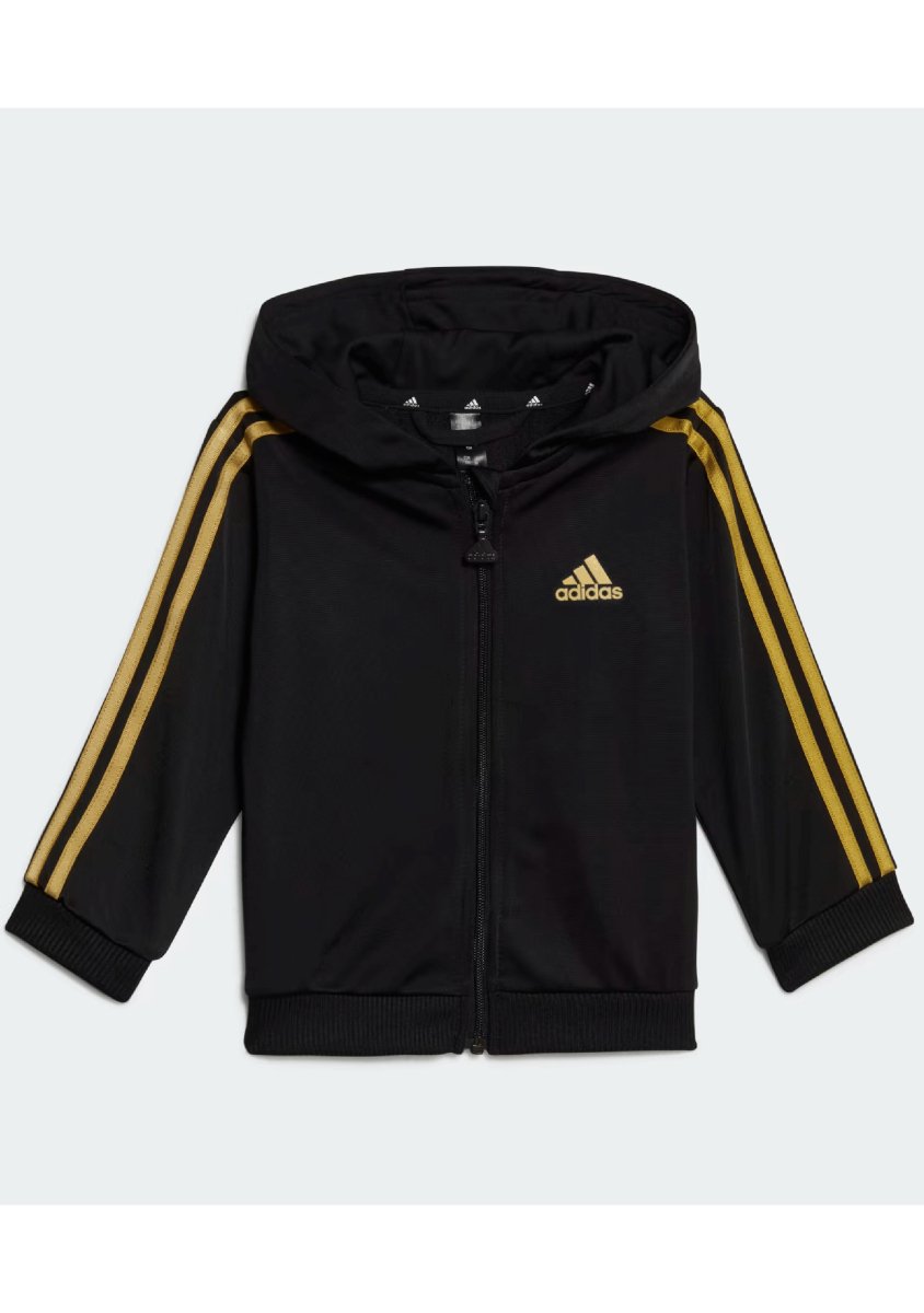 ADIDAS INFANTS ESSENTIALS SHINY HOODED TRACKSUIT BLACK/GOLD