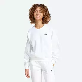 ADIDAS WOMEN'S SMALL LOGO FEELCOZY CREW WHITE