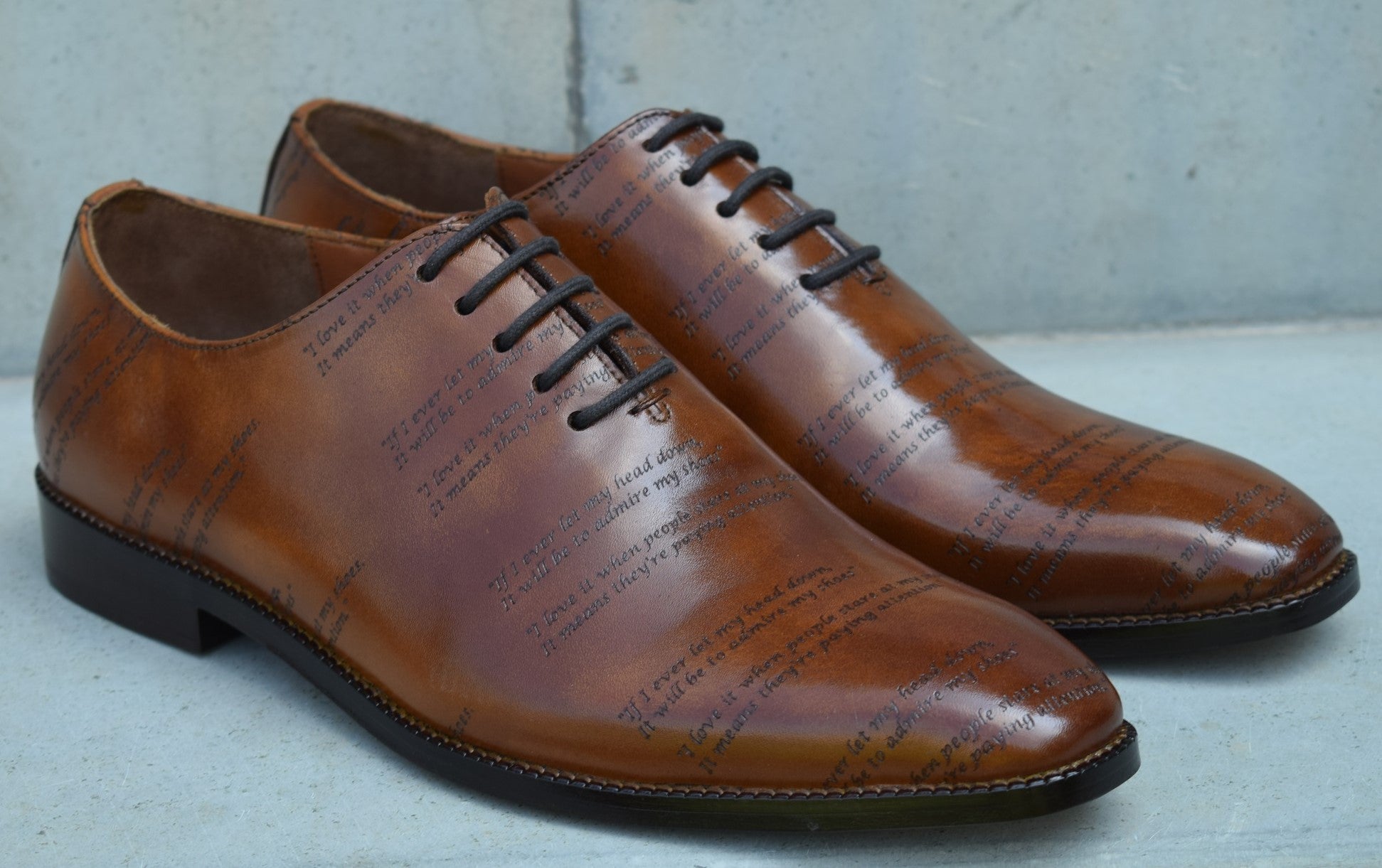 Grant Laser Quotation Cognac HandMade Shoes