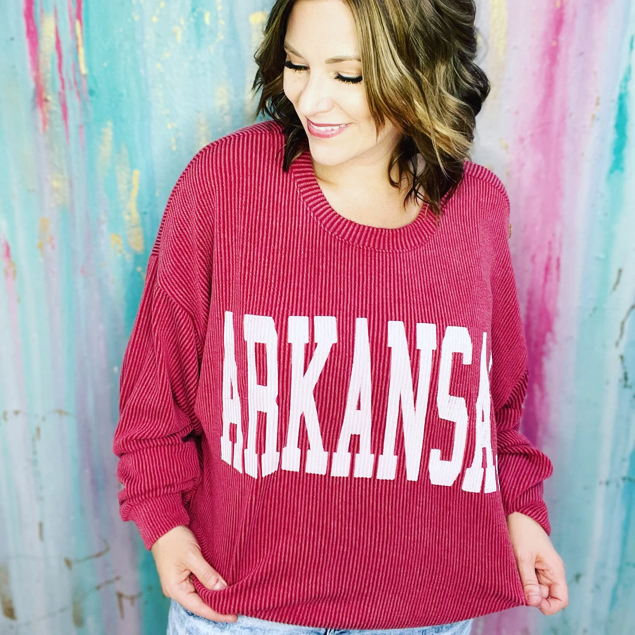 Hey Hey Arkansas Fan Corded Sweatshirt