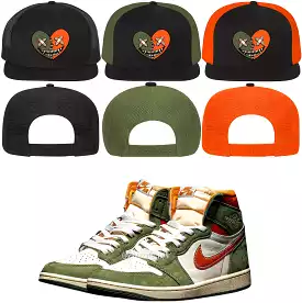 Jordan 1 Celadon 1s Flat Brim Trucker Snapback Hat to Match : CELADON HEART BAWS