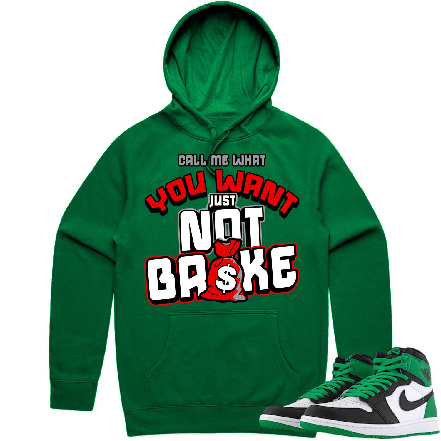 Jordan 1 Lucky Green 1s Hoodie to Match - RED NOT BROKE