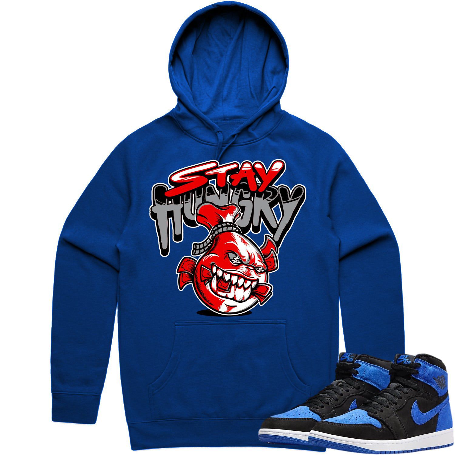 Jordan 1 Royal Suede 1s Hoodie to Match - RED STAY HUNGRY