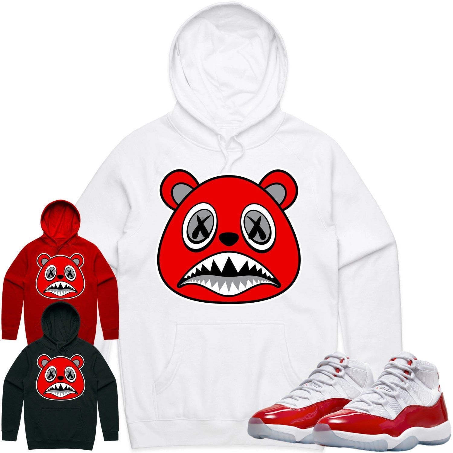 Jordan 11 Cherry 11s Hoodie to Match - ANGRY BAWS BEAR