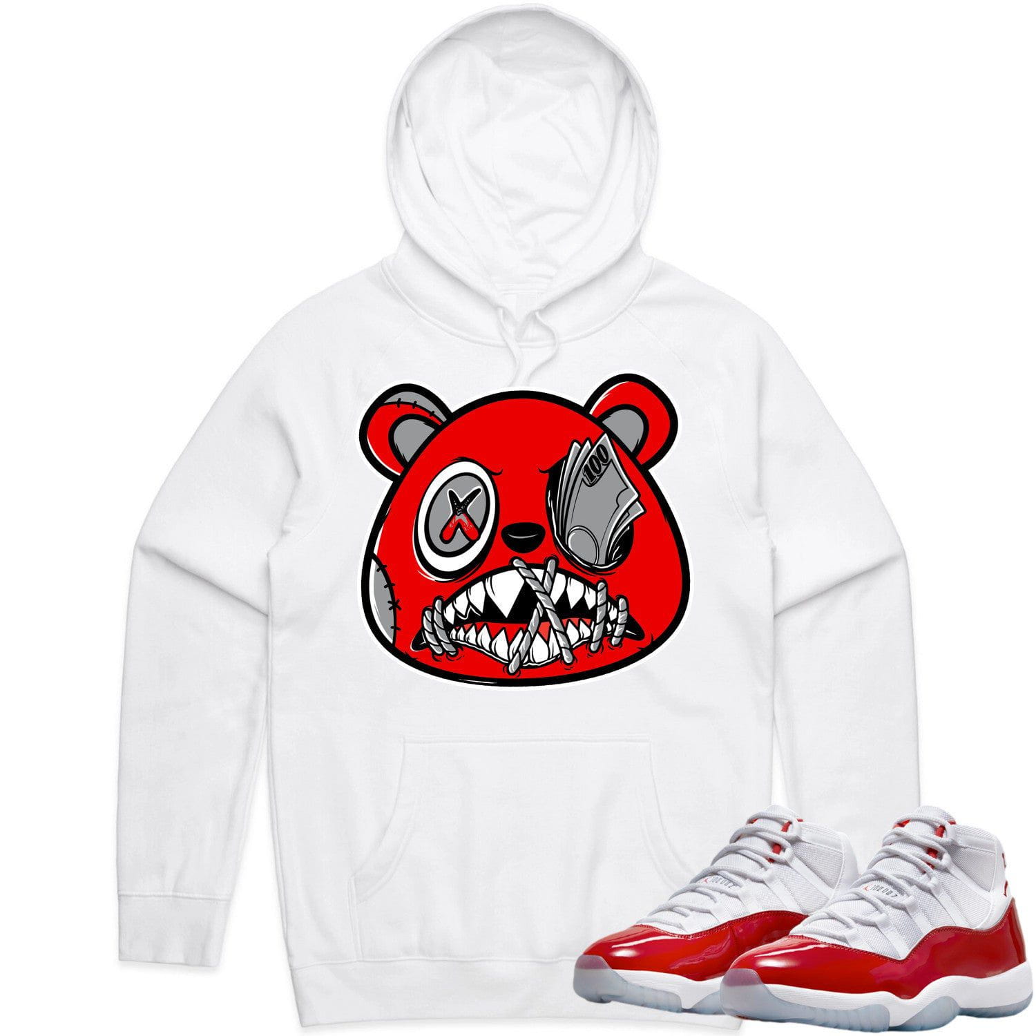 Jordan 11 Cherry 11s Hoodie to Match - ANGRY MONEY TALKS BAWS