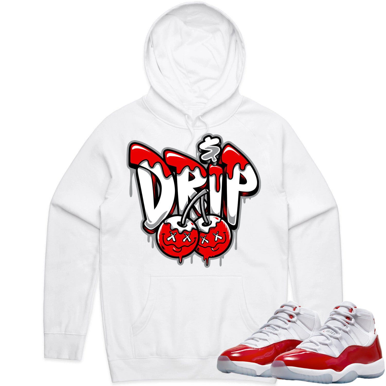 Jordan 11 Cherry 11s Hoodie to Match - RED MONEY DRIP