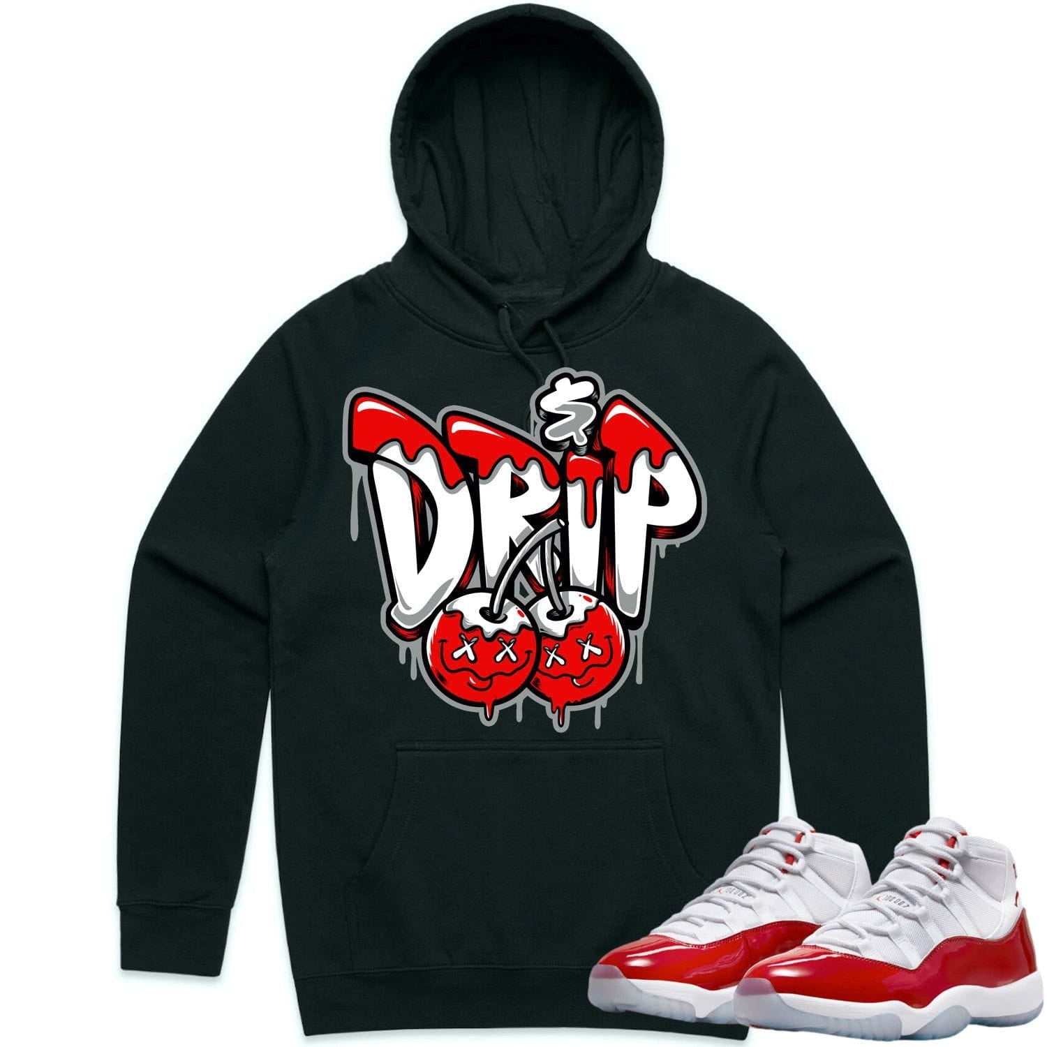 Jordan 11 Cherry 11s Hoodie to Match - RED MONEY DRIP