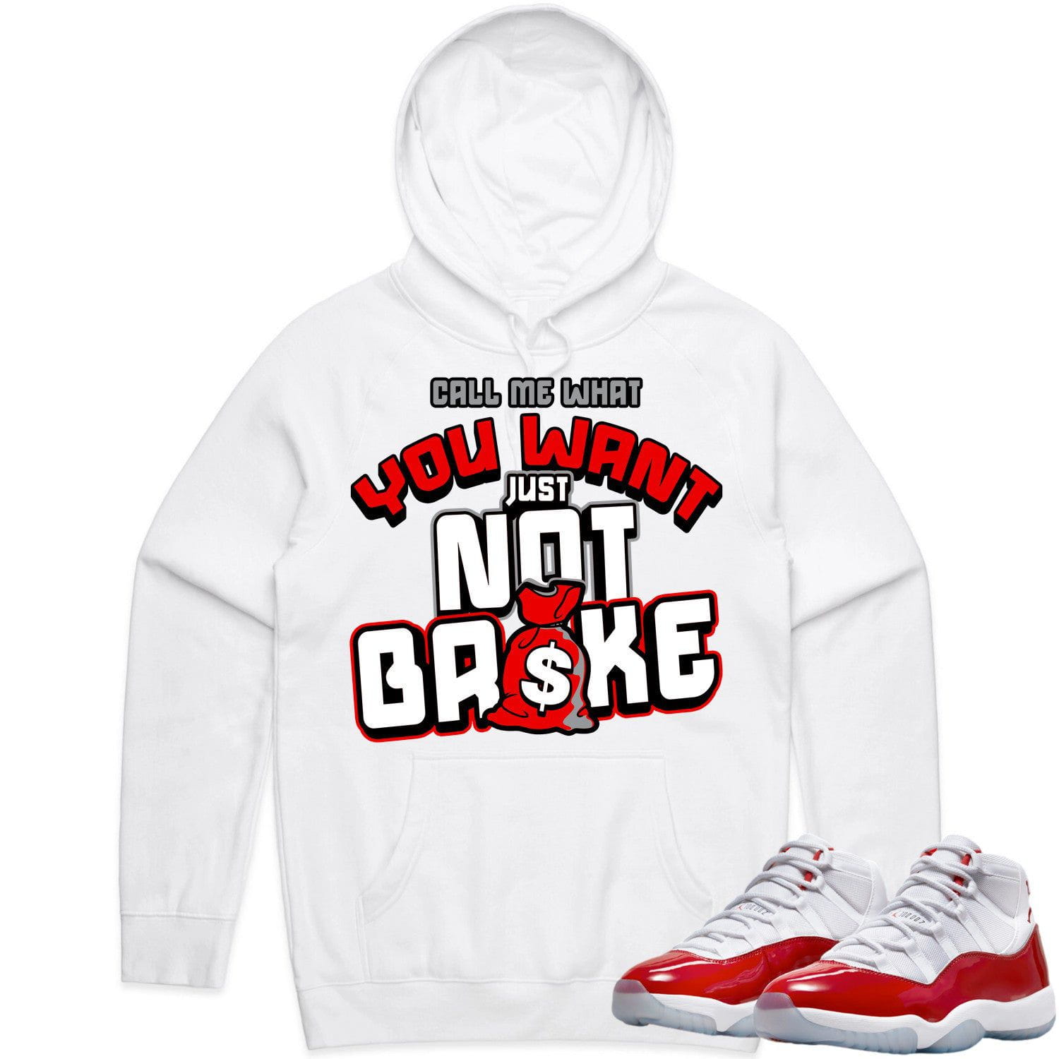 Jordan 11 Cherry 11s Hoodie to Match - RED NOT BROKE