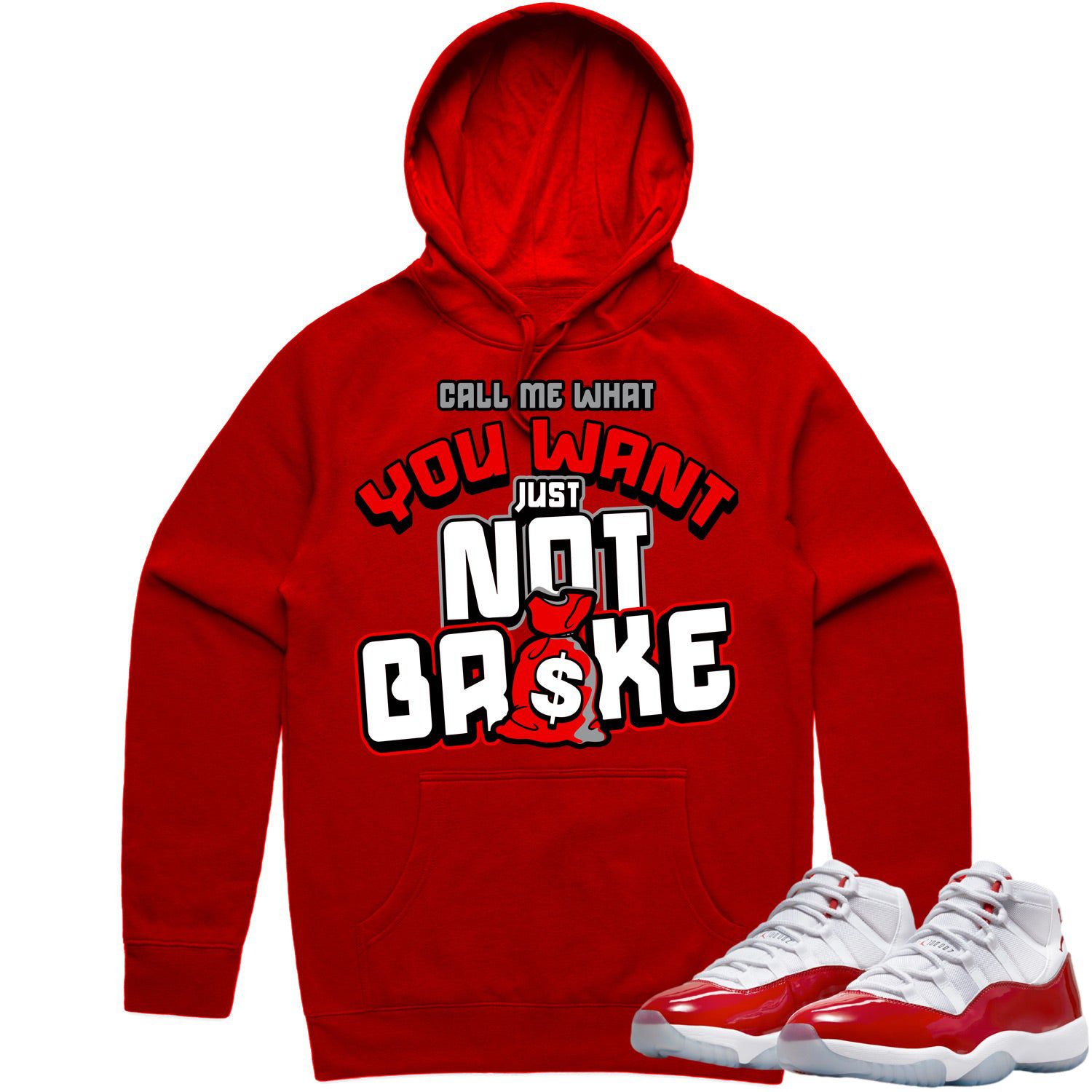 Jordan 11 Cherry 11s Hoodie to Match - RED NOT BROKE