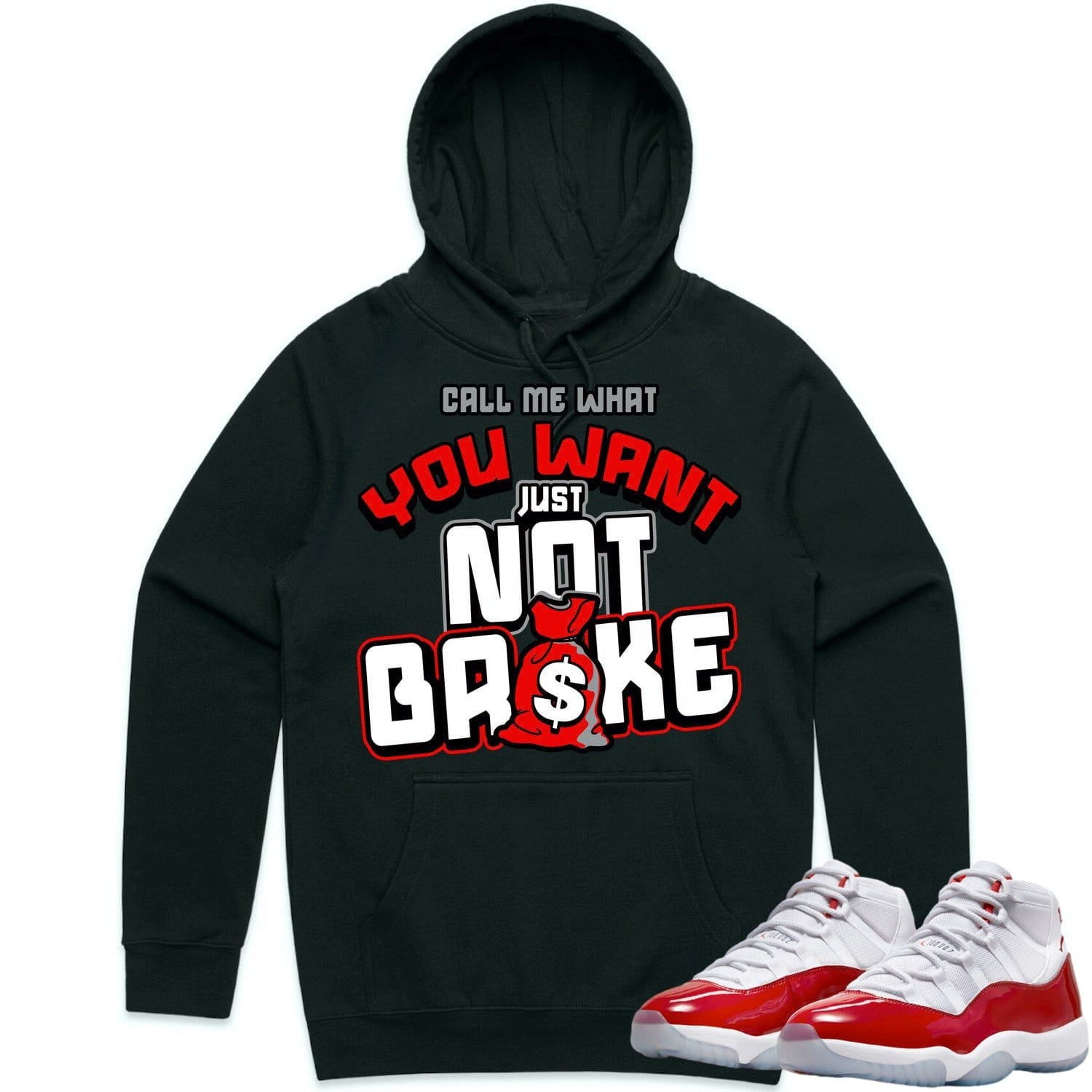 Jordan 11 Cherry 11s Hoodie to Match - RED NOT BROKE