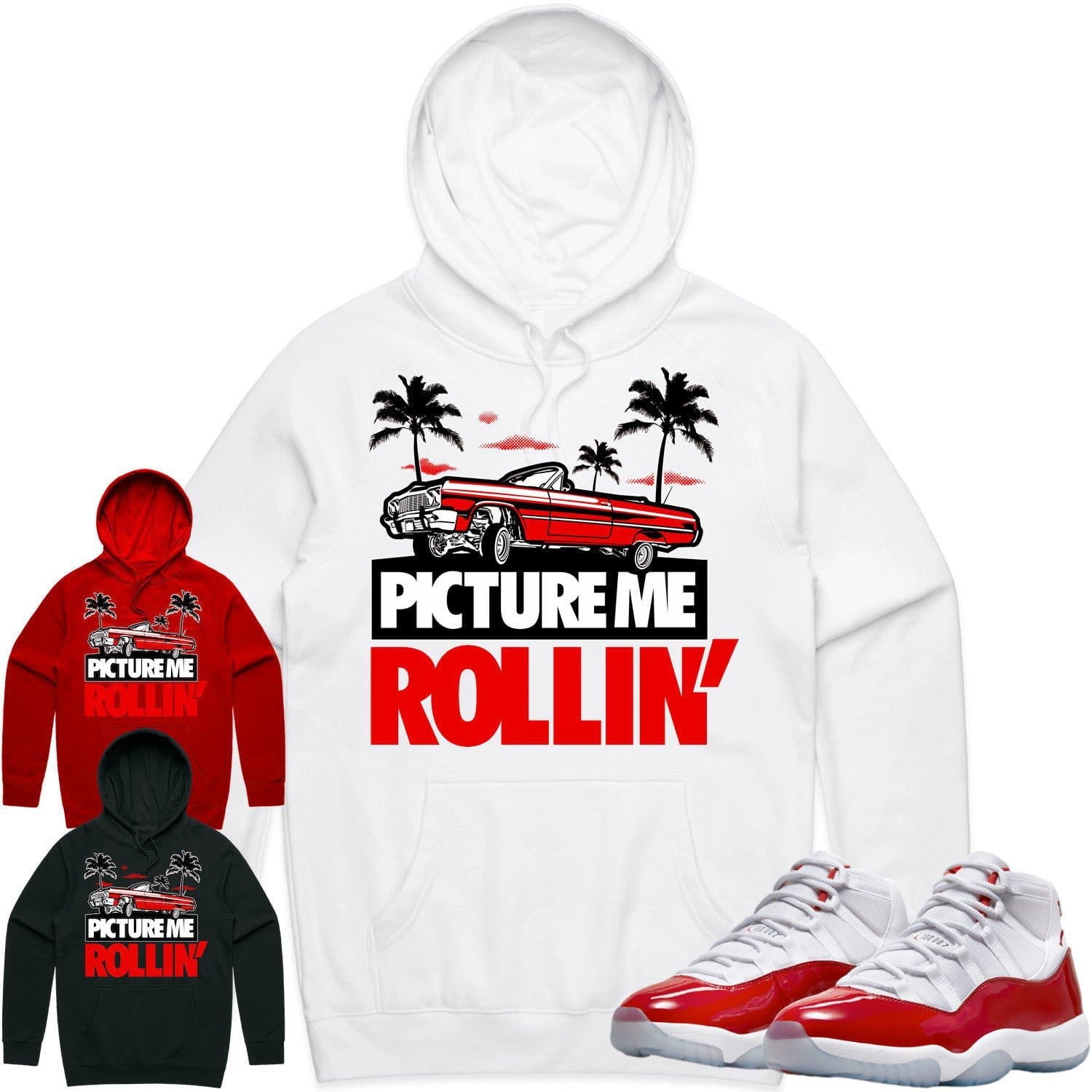 Jordan 11 Cherry 11s Hoodie to Match - RED PMR