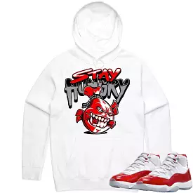 Jordan 11 Cherry 11s Hoodie to Match - RED STAY HUNGRY