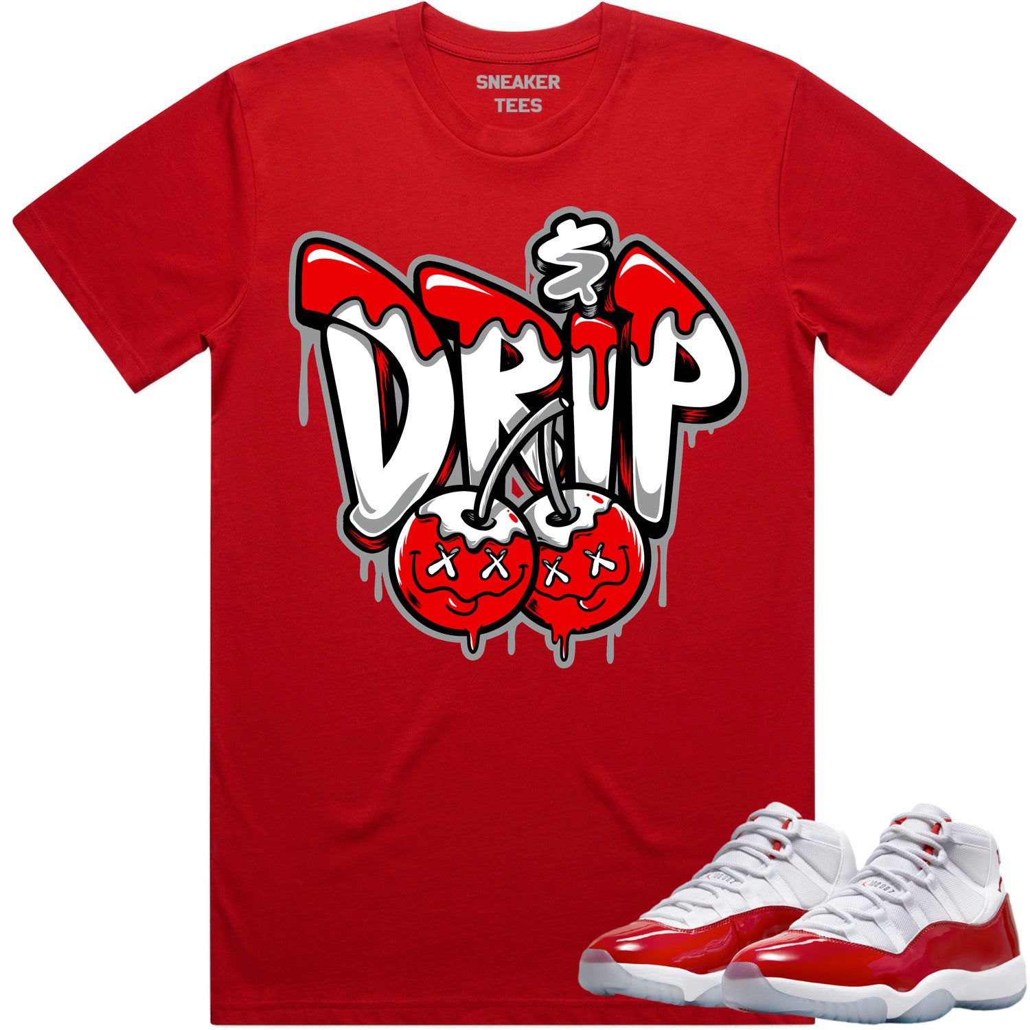 Jordan 11 Cherry 11s Shirt to Match - RED MONEY DRIP