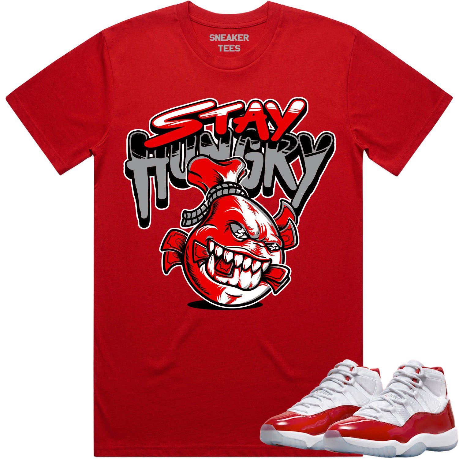 Jordan 11 Cherry 11s Shirt to Match - RED STAY HUNGRY