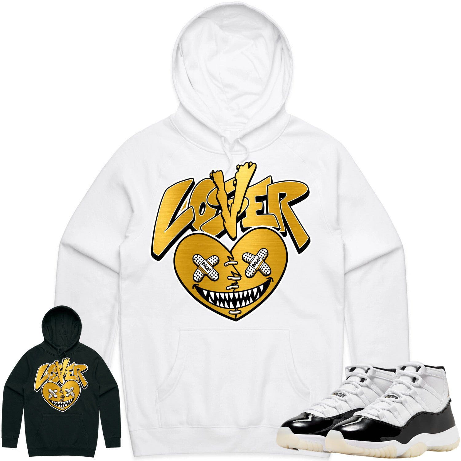 Jordan 11 Gratitude 11s Hoodie to Match - GOLD METALLIC LOVER LOSER BAWS