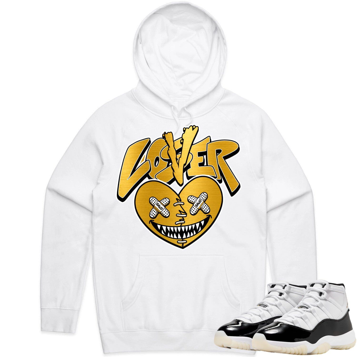 Jordan 11 Gratitude 11s Hoodie to Match - GOLD METALLIC LOVER LOSER BAWS