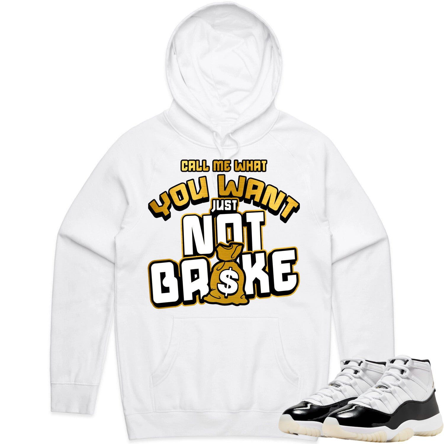 Jordan 11 Gratitude 11s Hoodie to Match - GOLD METALLIC NOT BROKE