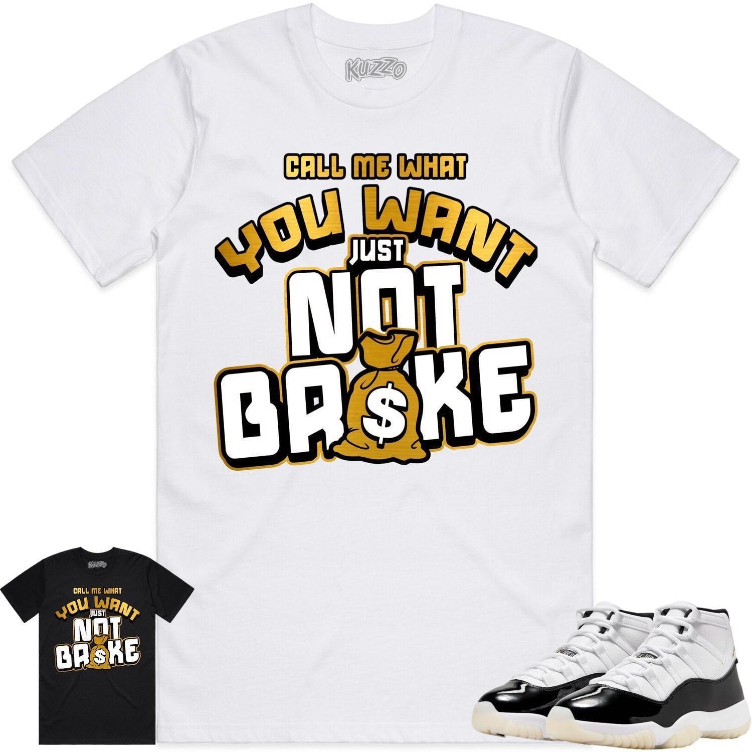 Jordan 11 Gratitude 11s Shirt to Match - GOLD METALLIC NOT BROKE