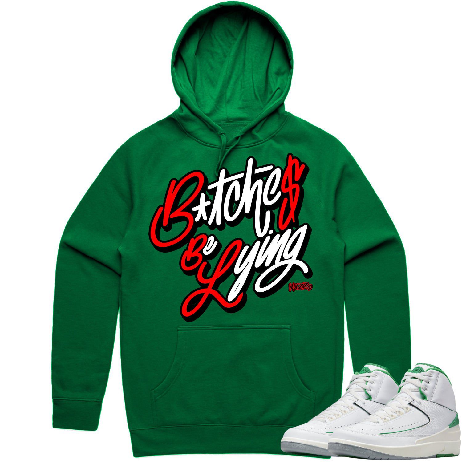 Jordan 2 Lucky Green 2s Hoodie to Match - RED BBL