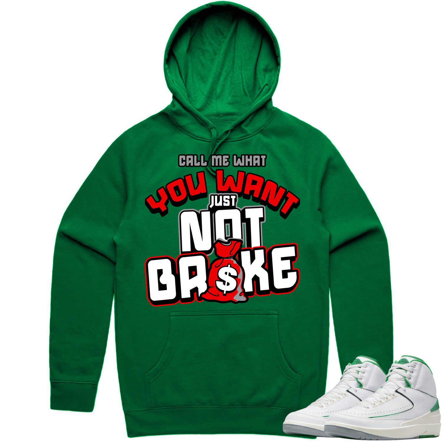 Jordan 2 Lucky Green 2s Hoodie to Match - RED NOT BROKE