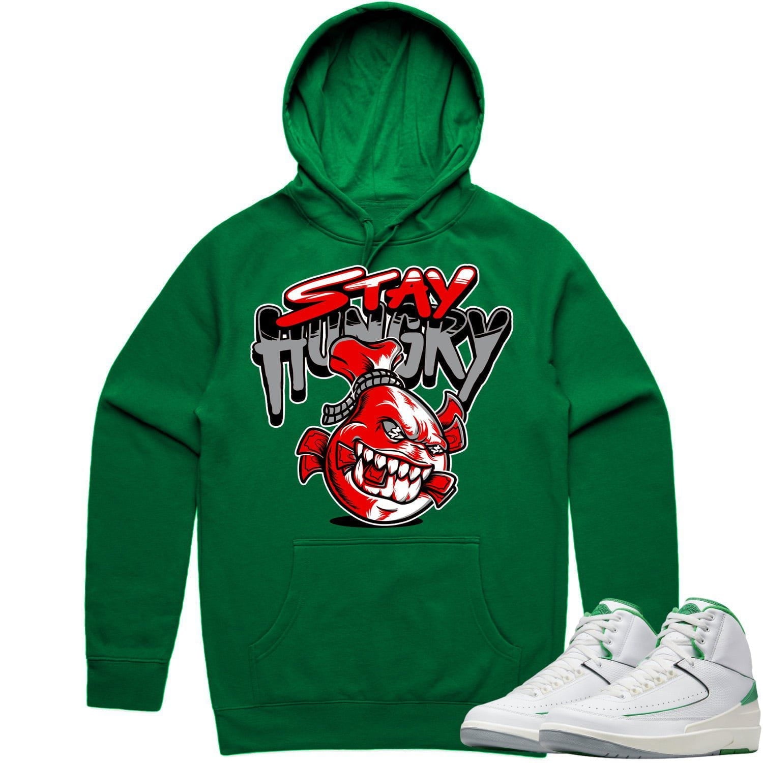 Jordan 2 Lucky Green 2s Hoodie to Match - RED STAY HUNGRY