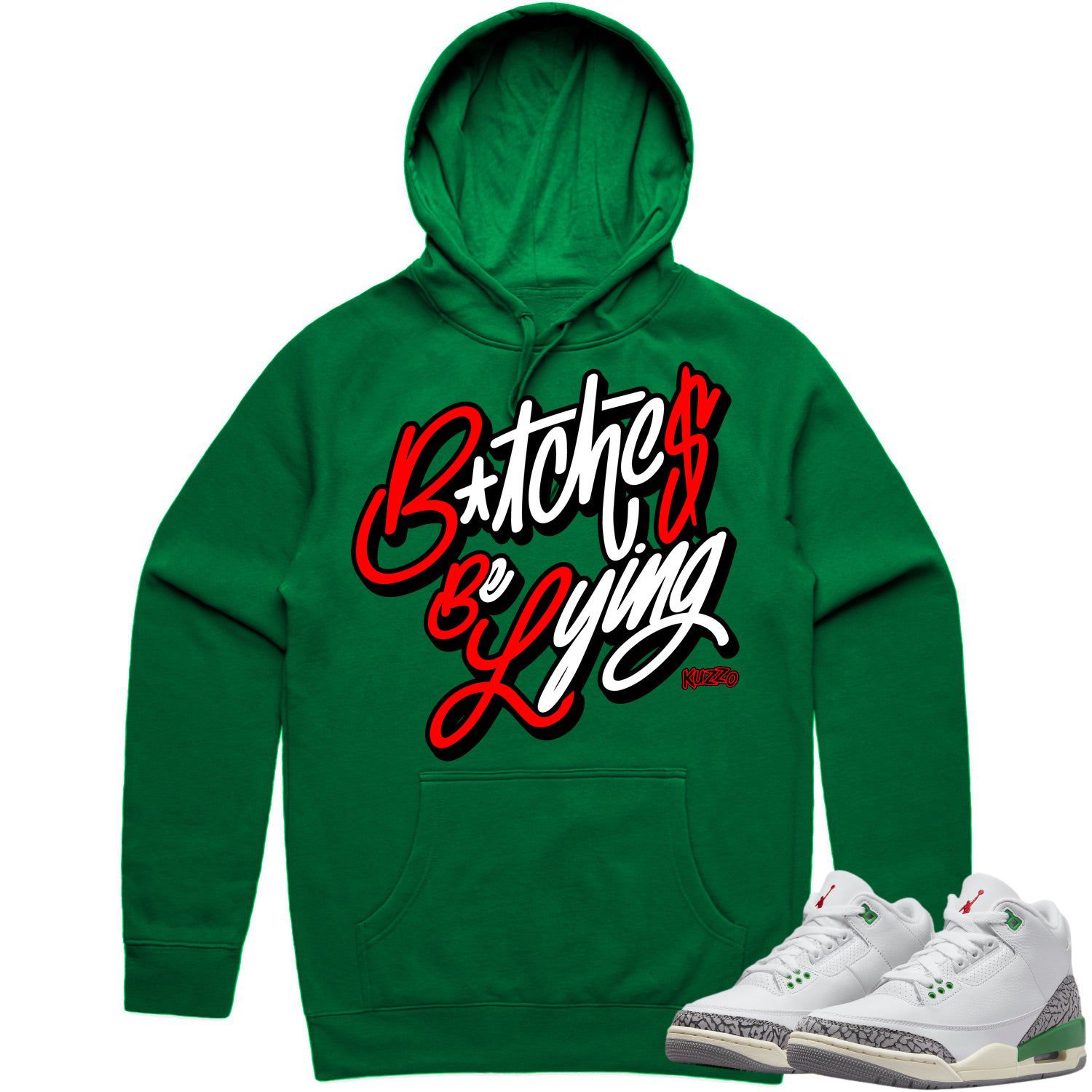 Jordan 3 Lucky Green 3s Hoodie to Match - RED BBL