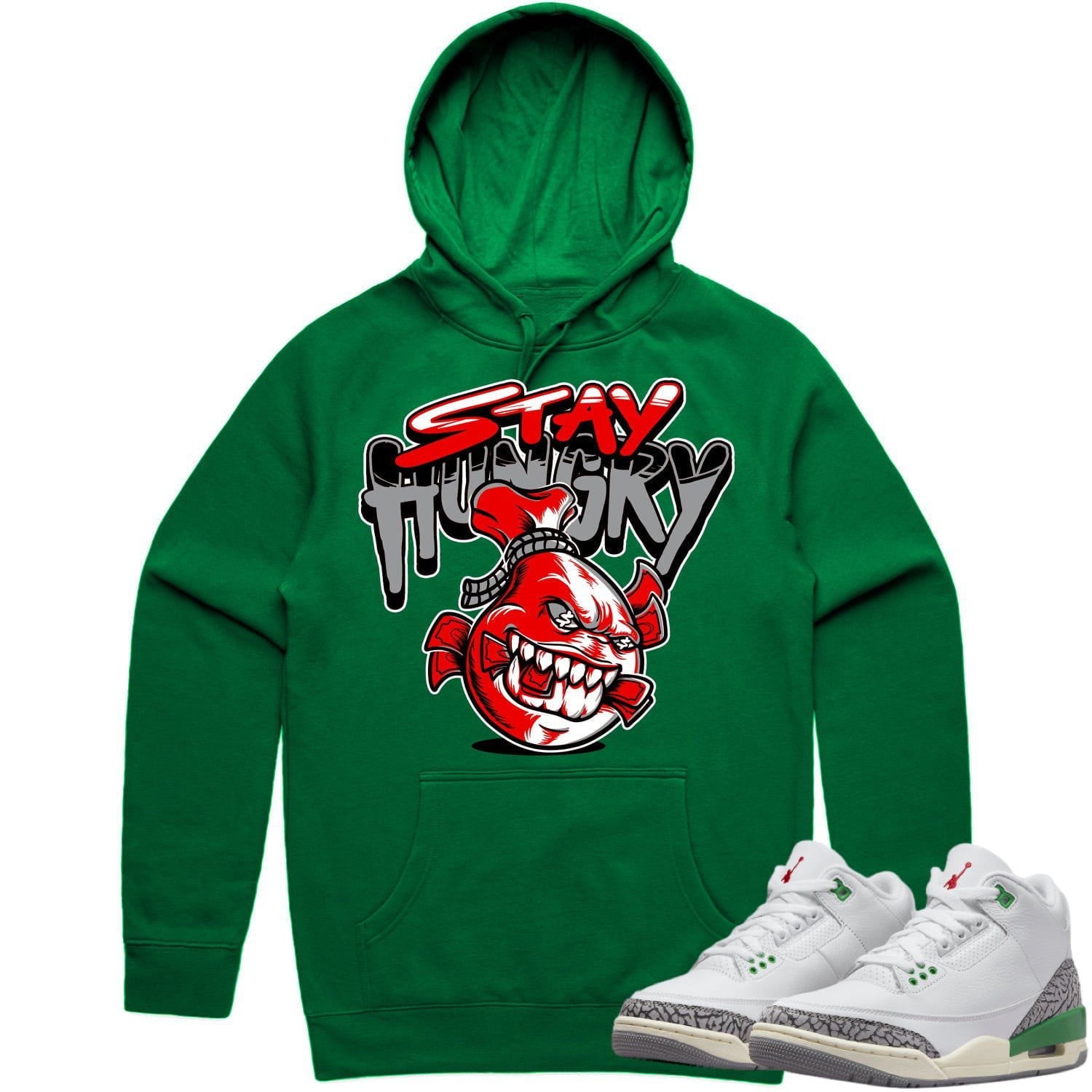 Jordan 3 Lucky Green 3s Hoodie to Match - RED STAY HUNGRY