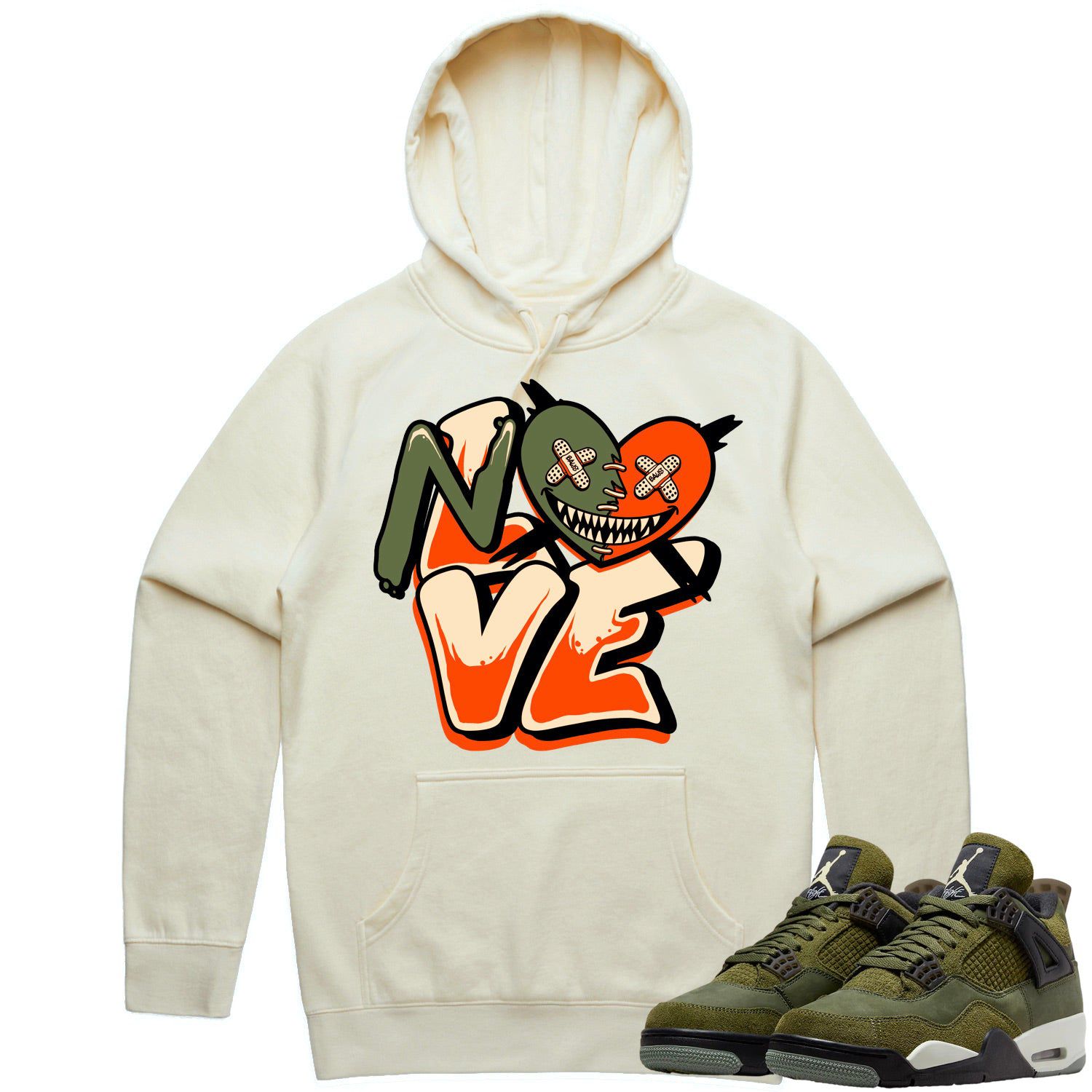 Jordan 4 Craft Olive 4s Hoodie to Match - CELADON NO LOVE BAWS