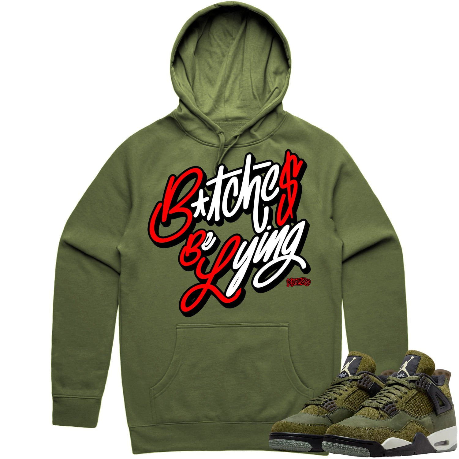 Jordan 4 Craft Olive 4s Hoodie to Match - RED BBL