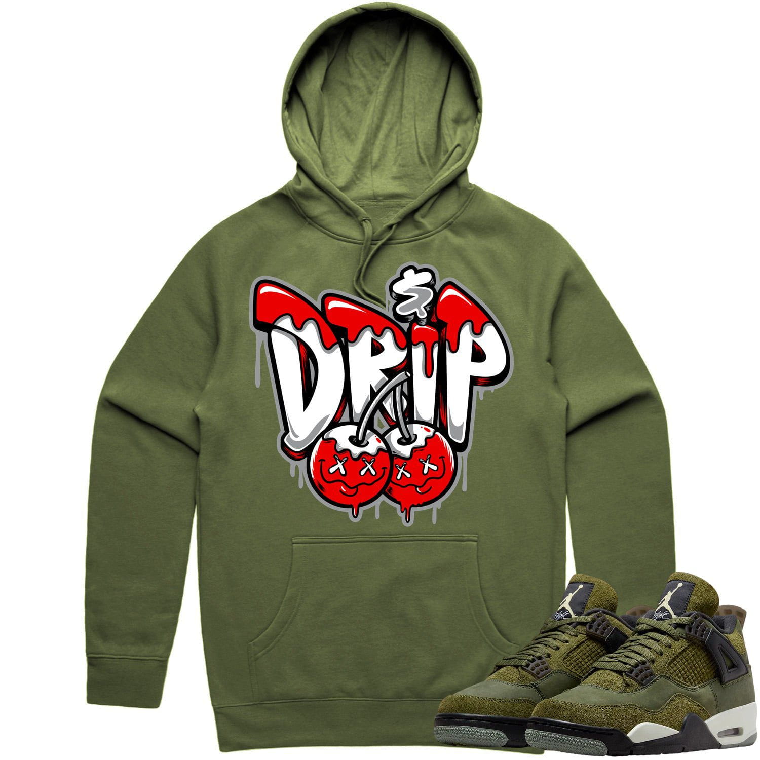 Jordan 4 Craft Olive 4s Hoodie to Match - RED MONEY DRIP