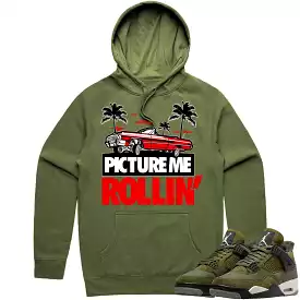 Jordan 4 Craft Olive 4s Hoodie to Match - RED PMR