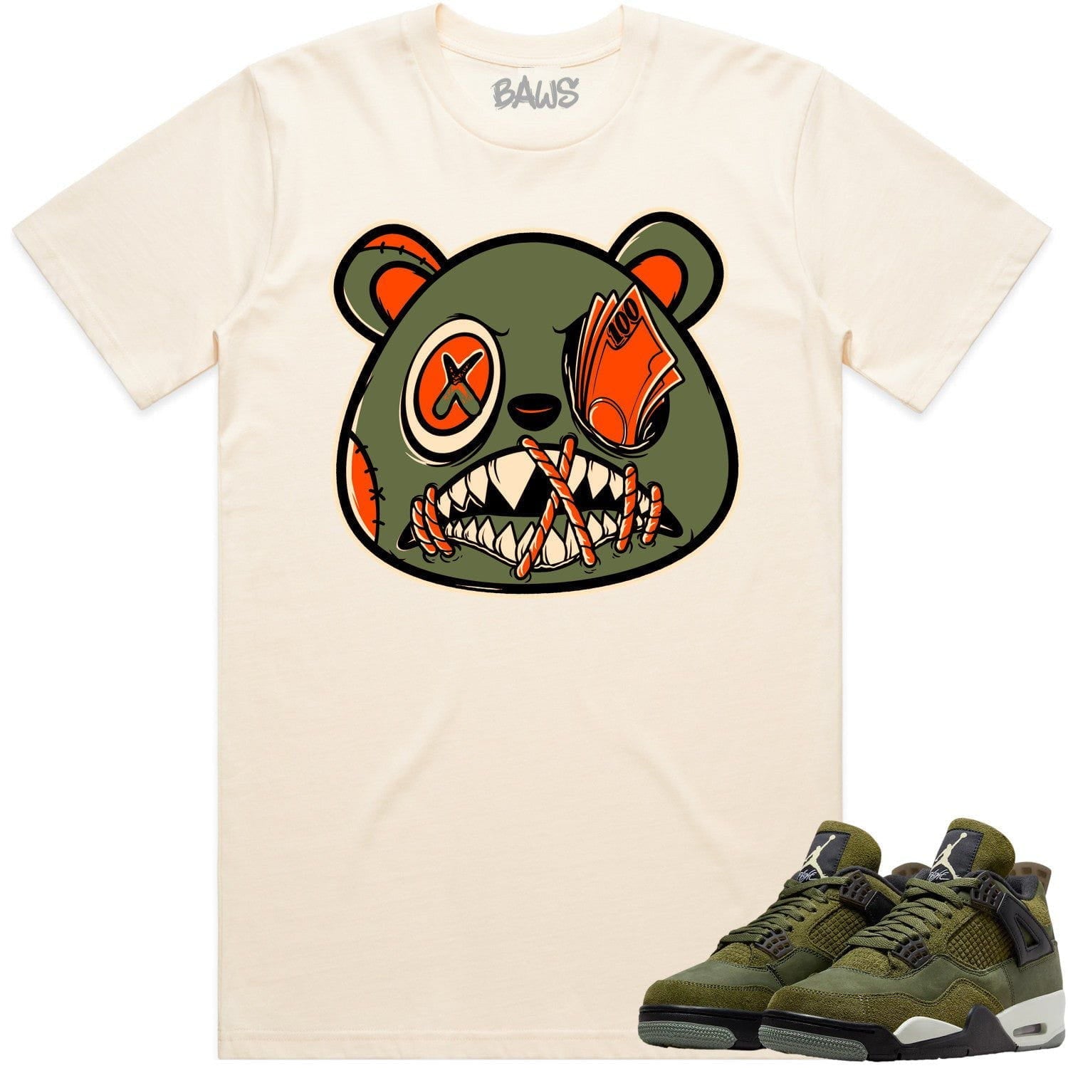 Jordan 4 Craft Olive 4s Shirt to Match - CELADON MONEY TALKS BAWS