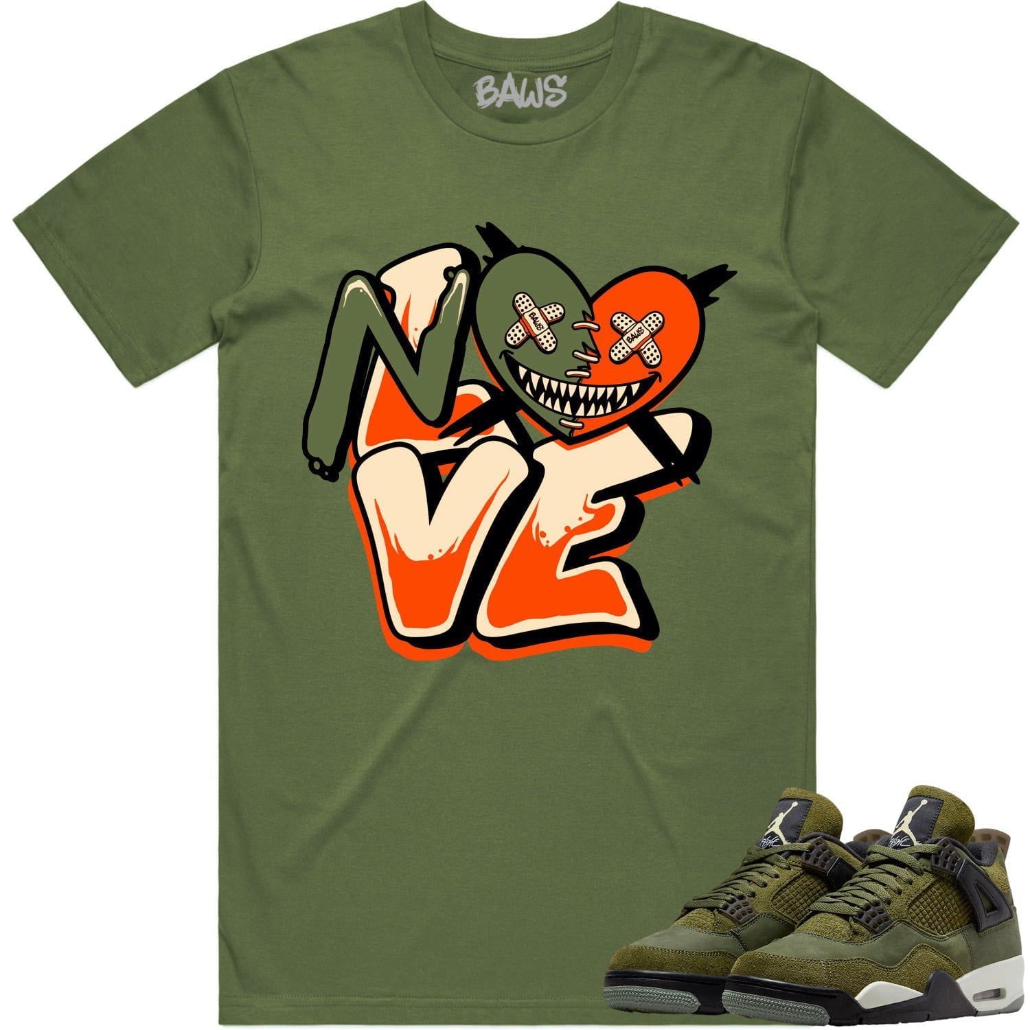 Jordan 4 Craft Olive 4s Shirt to Match - CELADON NO LOVE BAWS