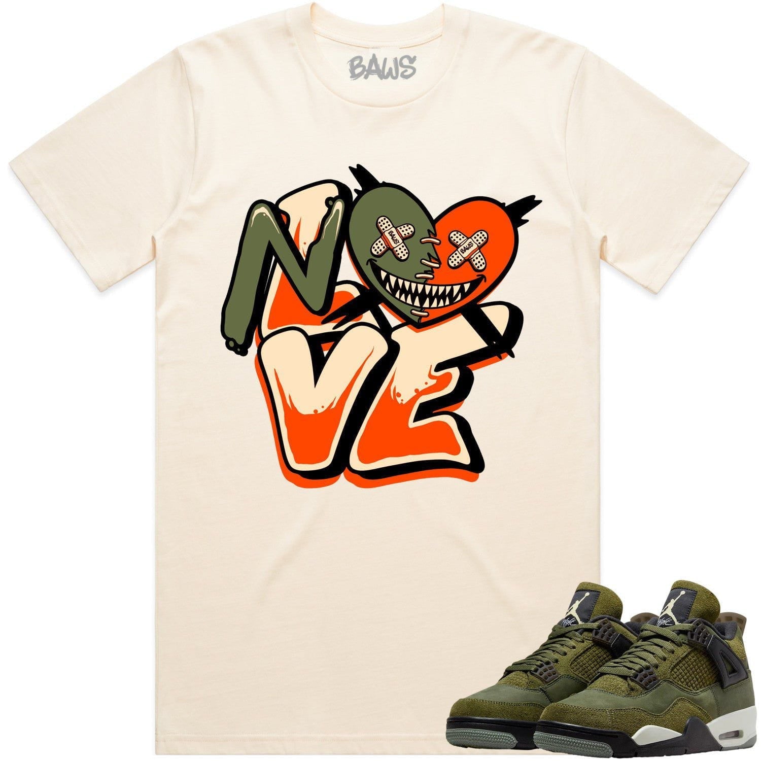 Jordan 4 Craft Olive 4s Shirt to Match - CELADON NO LOVE BAWS