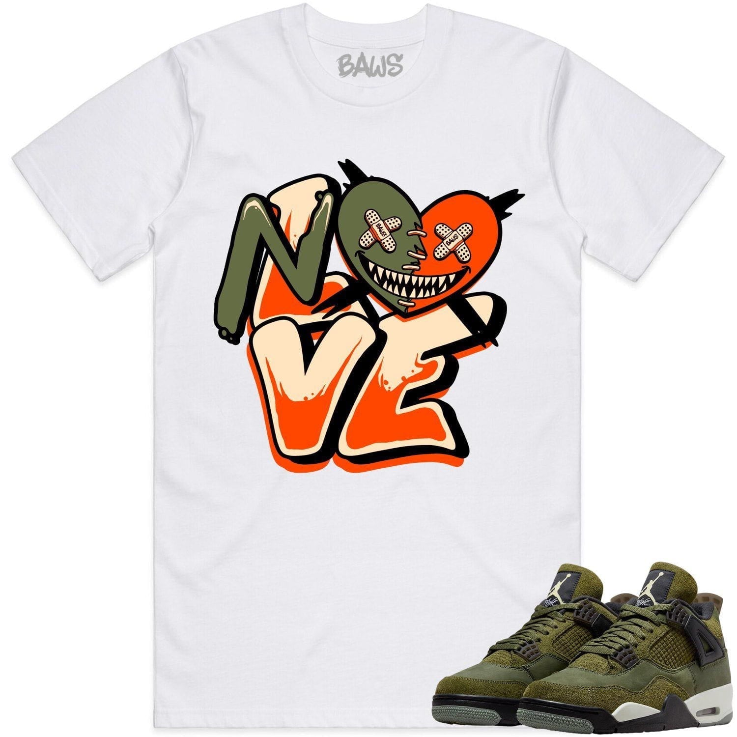 Jordan 4 Craft Olive 4s Shirt to Match - CELADON NO LOVE BAWS