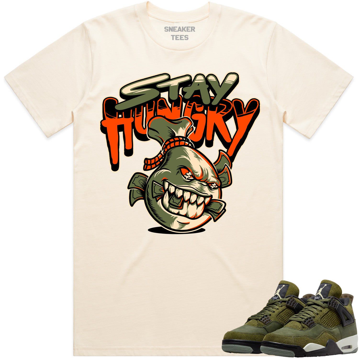 Jordan 4 Craft Olive 4s Shirt to Match - CELADON STAY HUNGRY