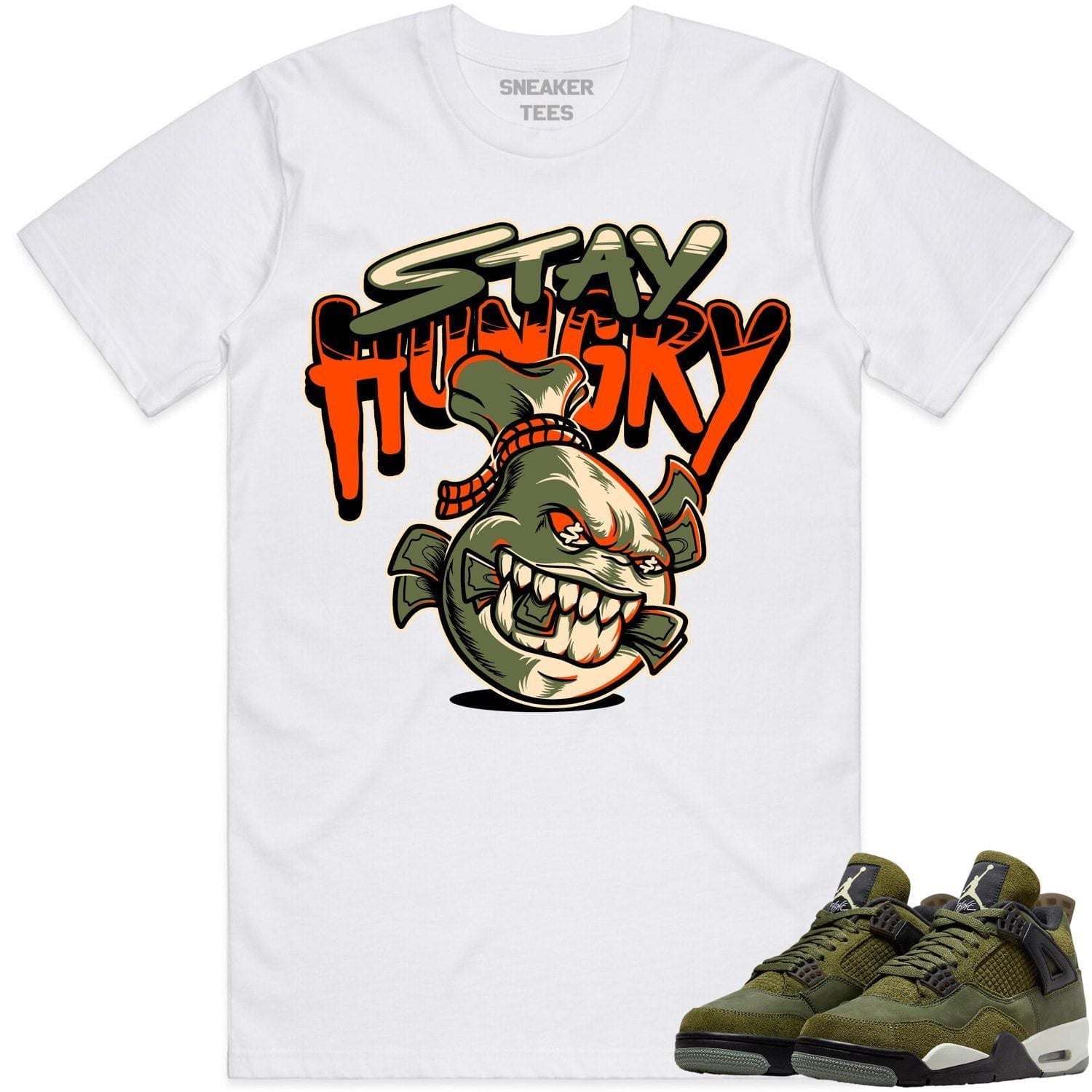 Jordan 4 Craft Olive 4s Shirt to Match - CELADON STAY HUNGRY