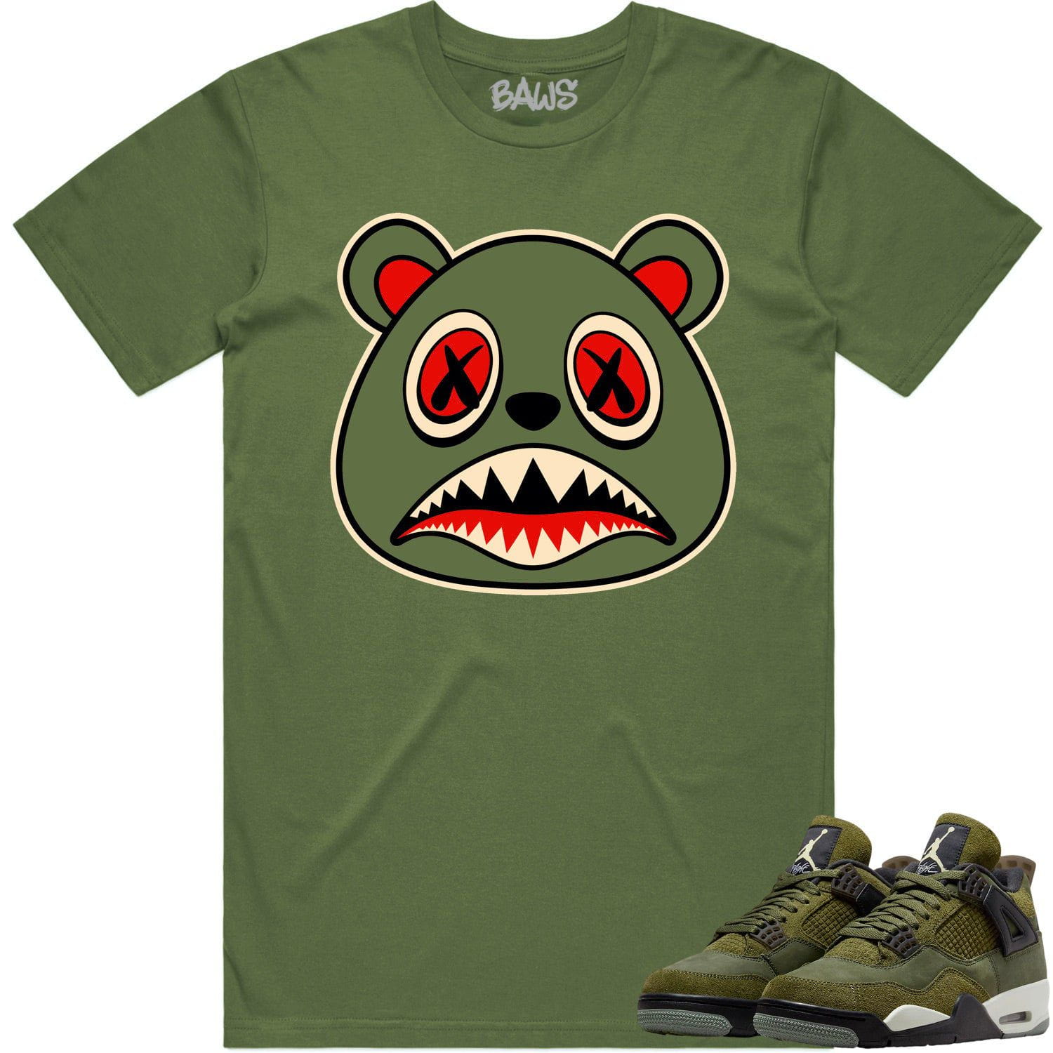 Jordan 4 Craft Olive 4s Shirt to Match - OLIVE BAWS BEAR