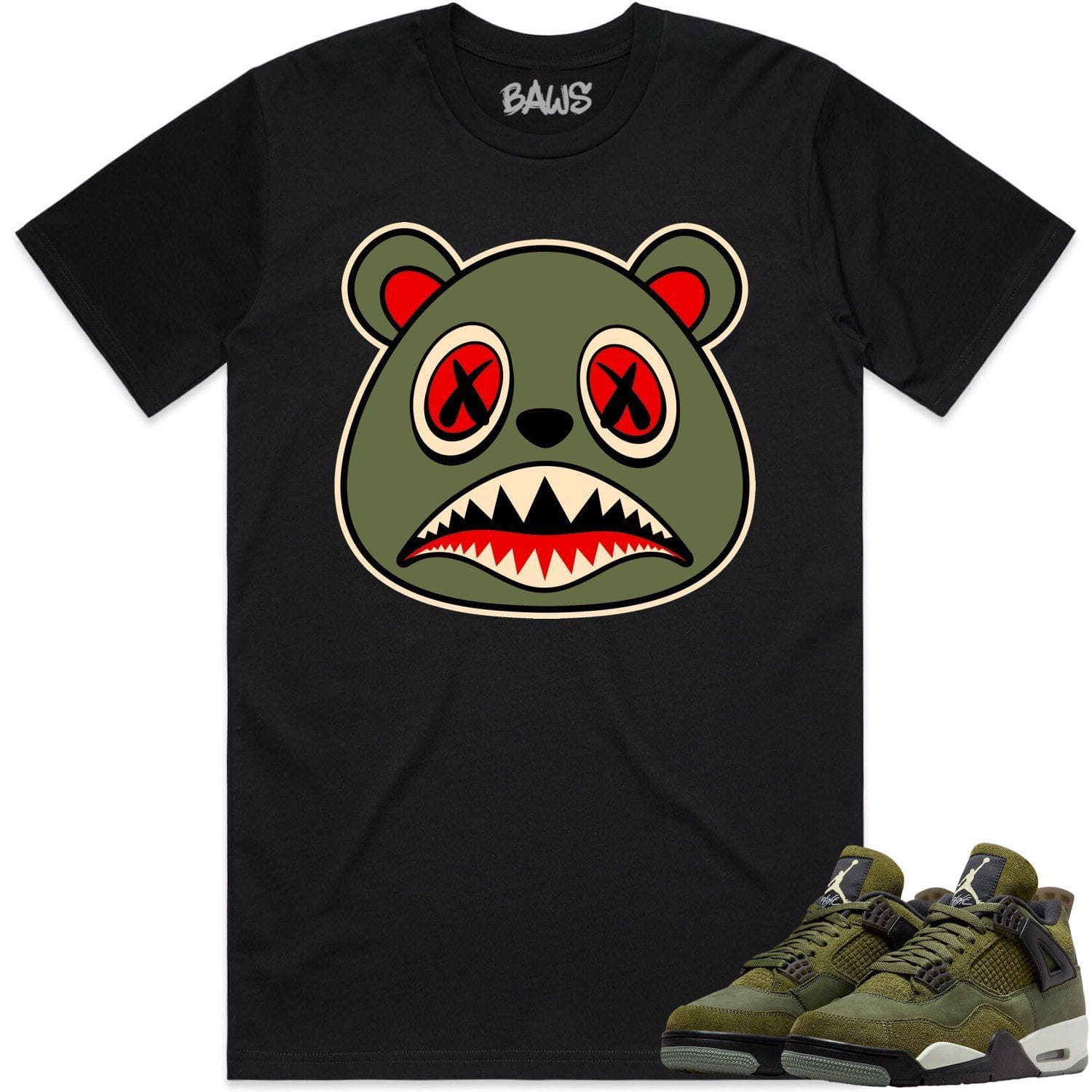 Jordan 4 Craft Olive 4s Shirt to Match - OLIVE BAWS BEAR