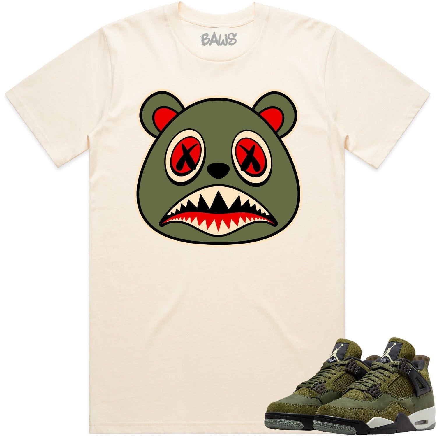 Jordan 4 Craft Olive 4s Shirt to Match - OLIVE BAWS BEAR