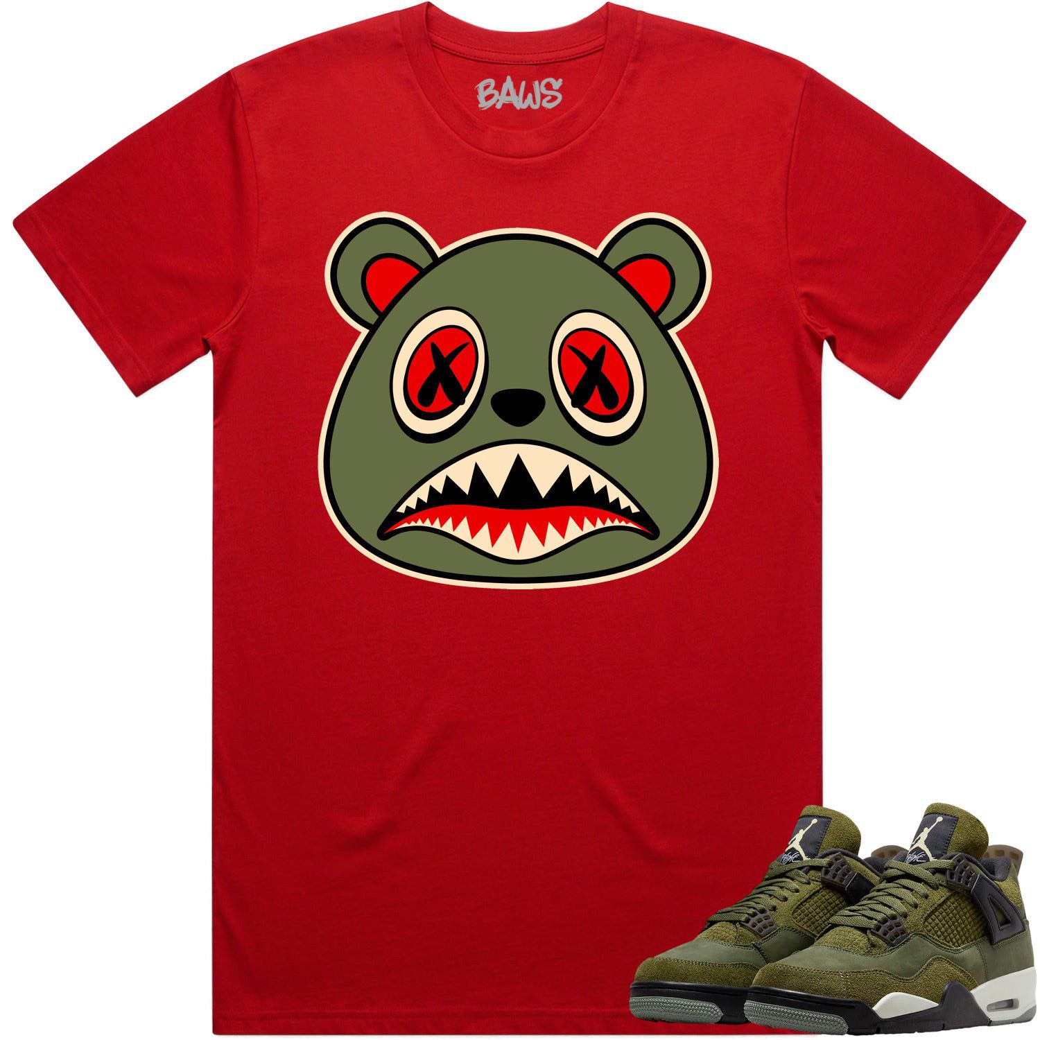 Jordan 4 Craft Olive 4s Shirt to Match - OLIVE BAWS BEAR