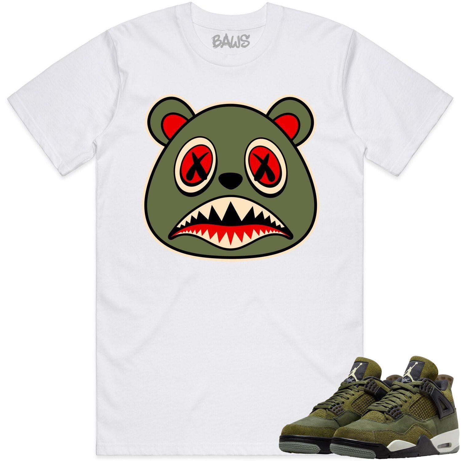 Jordan 4 Craft Olive 4s Shirt to Match - OLIVE BAWS BEAR