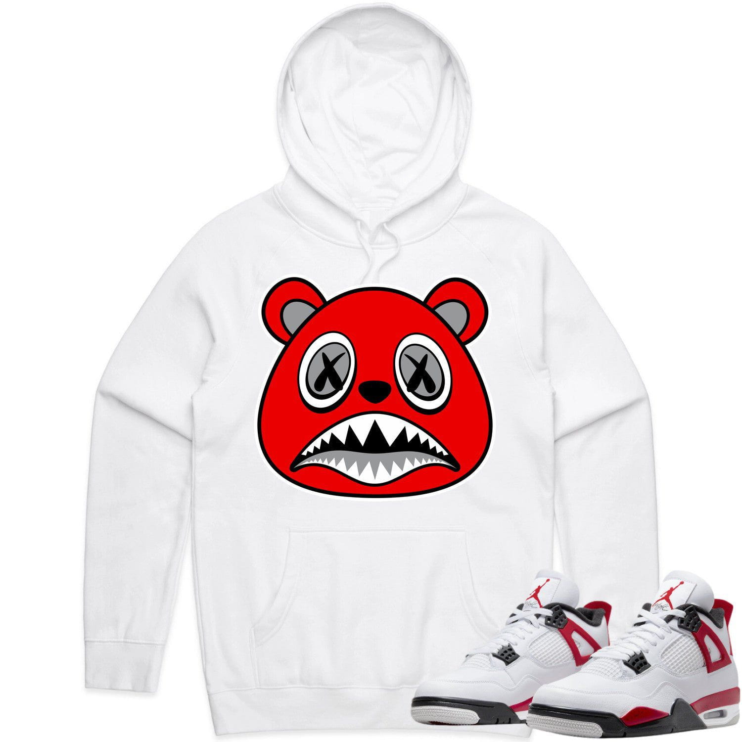 Jordan 4 Red Cement 4s Hoodie to Match - ANGRY BAWS BEAR