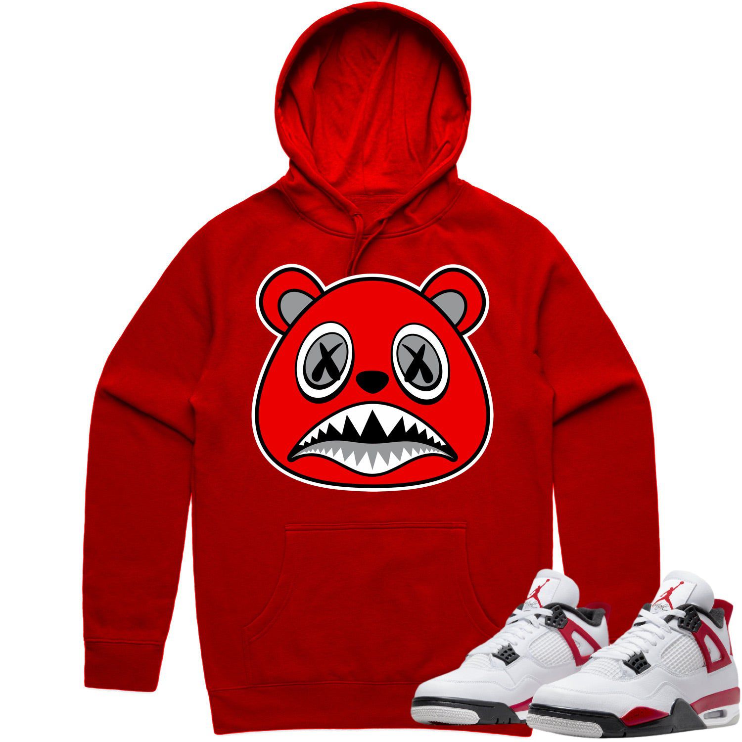 Jordan 4 Red Cement 4s Hoodie to Match - ANGRY BAWS BEAR