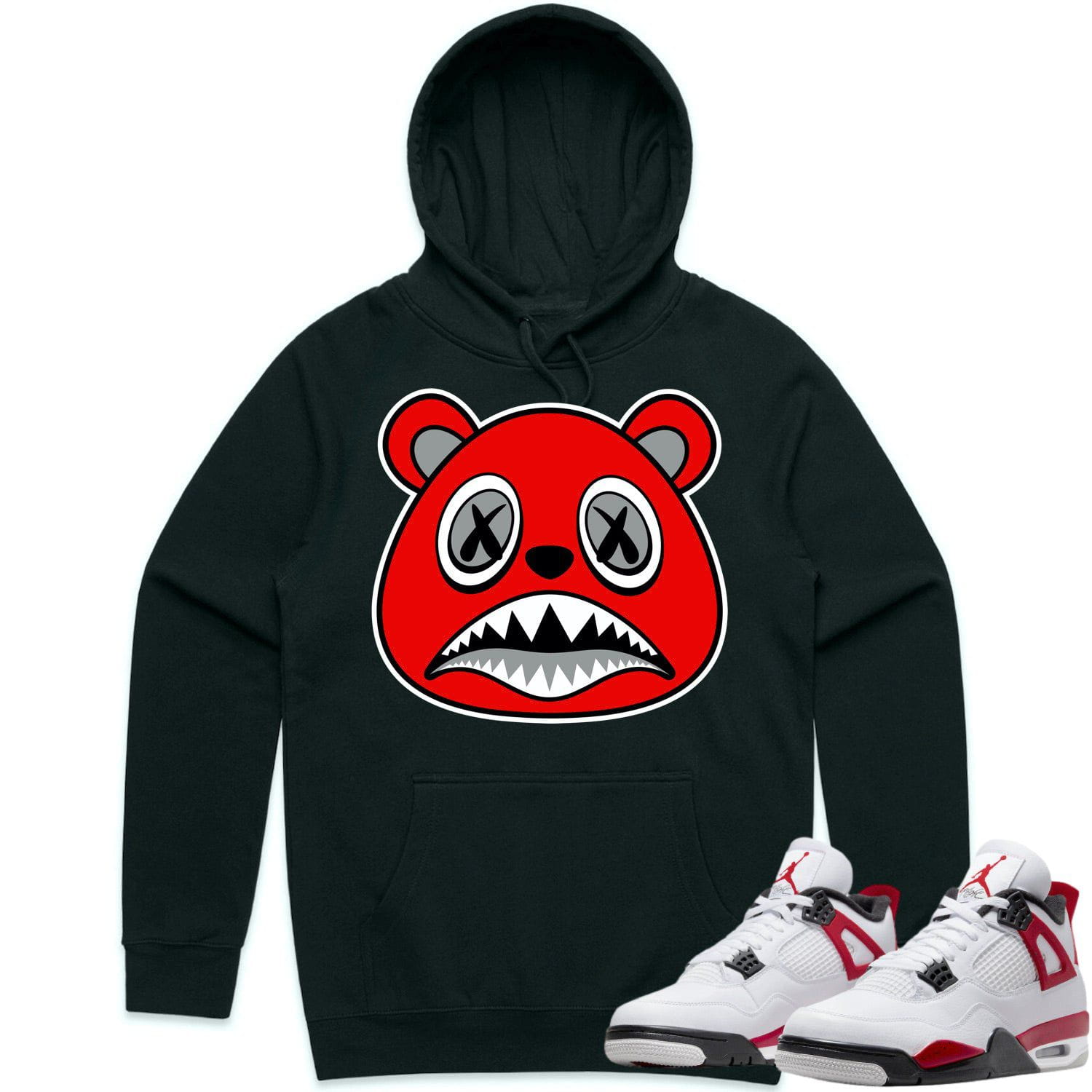 Jordan 4 Red Cement 4s Hoodie to Match - ANGRY BAWS BEAR