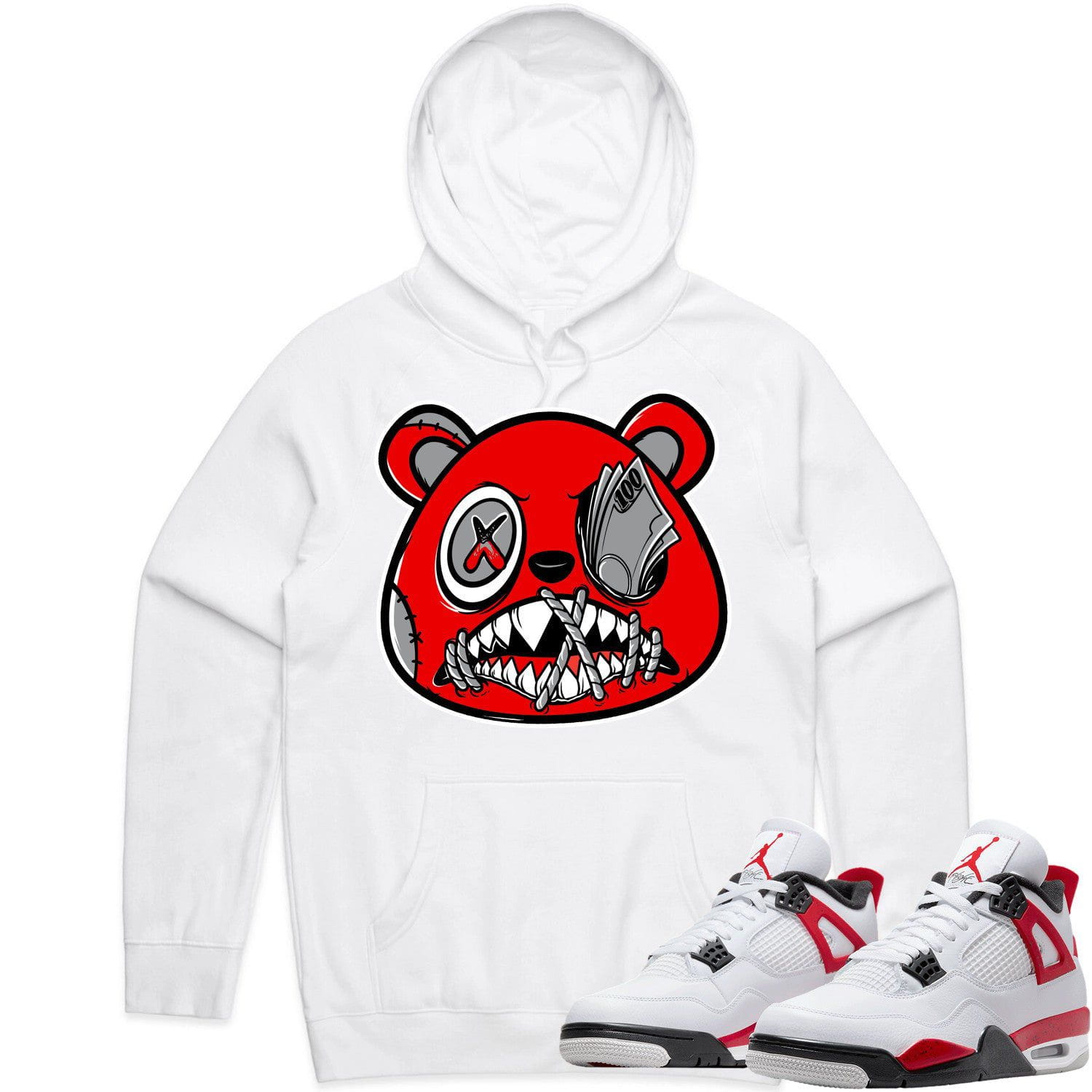 Jordan 4 Red Cement 4s Hoodie to Match - ANGRY MONEY TALKS BAWS