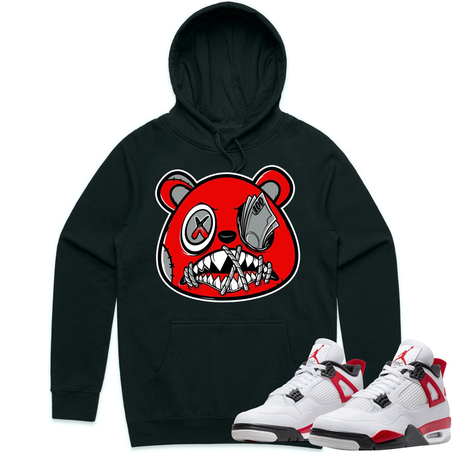 Jordan 4 Red Cement 4s Hoodie to Match - ANGRY MONEY TALKS BAWS