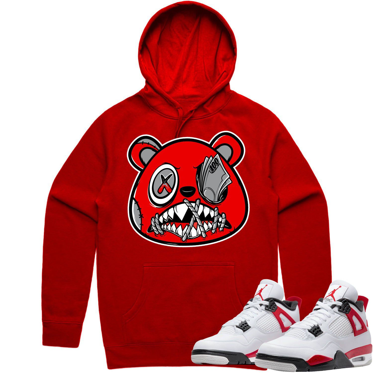 Jordan 4 Red Cement 4s Hoodie to Match - ANGRY MONEY TALKS BAWS