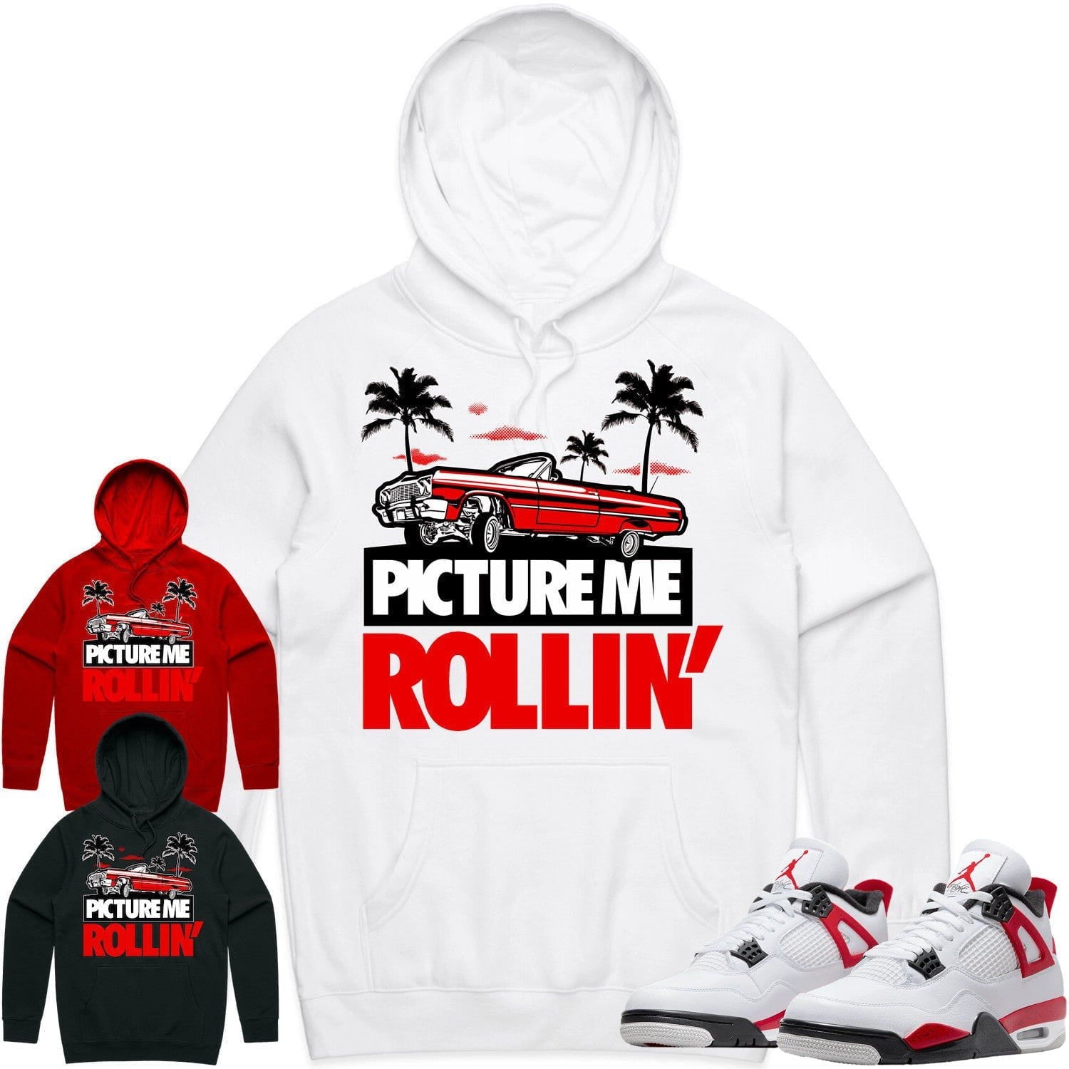 Jordan 4 Red Cement 4s Hoodie to Match - RED PMR